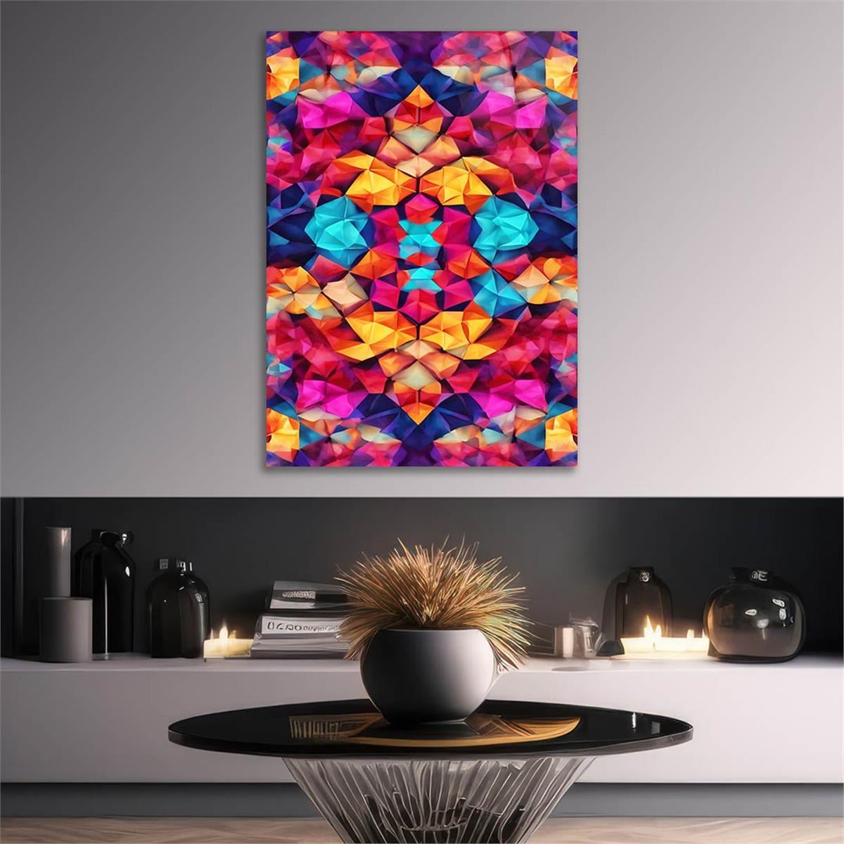 Dikey Sanat Temalı Cam Tablo 515