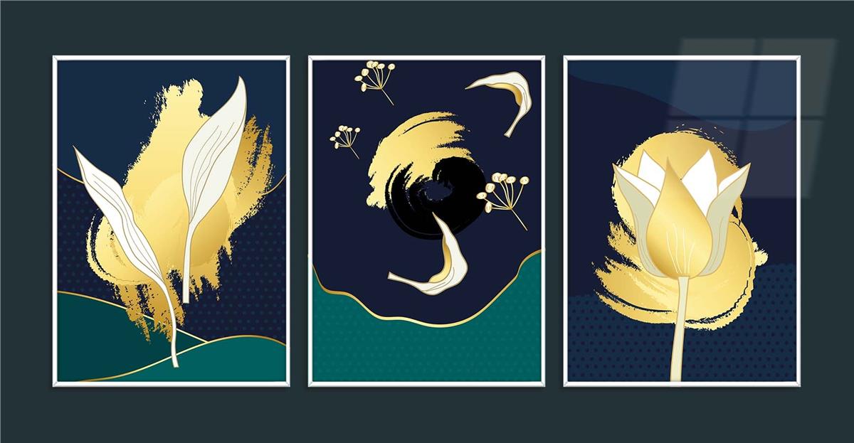 Alüminyum Çerçeveli Sanat Temalı 3lü Set MDF Tablo 0005