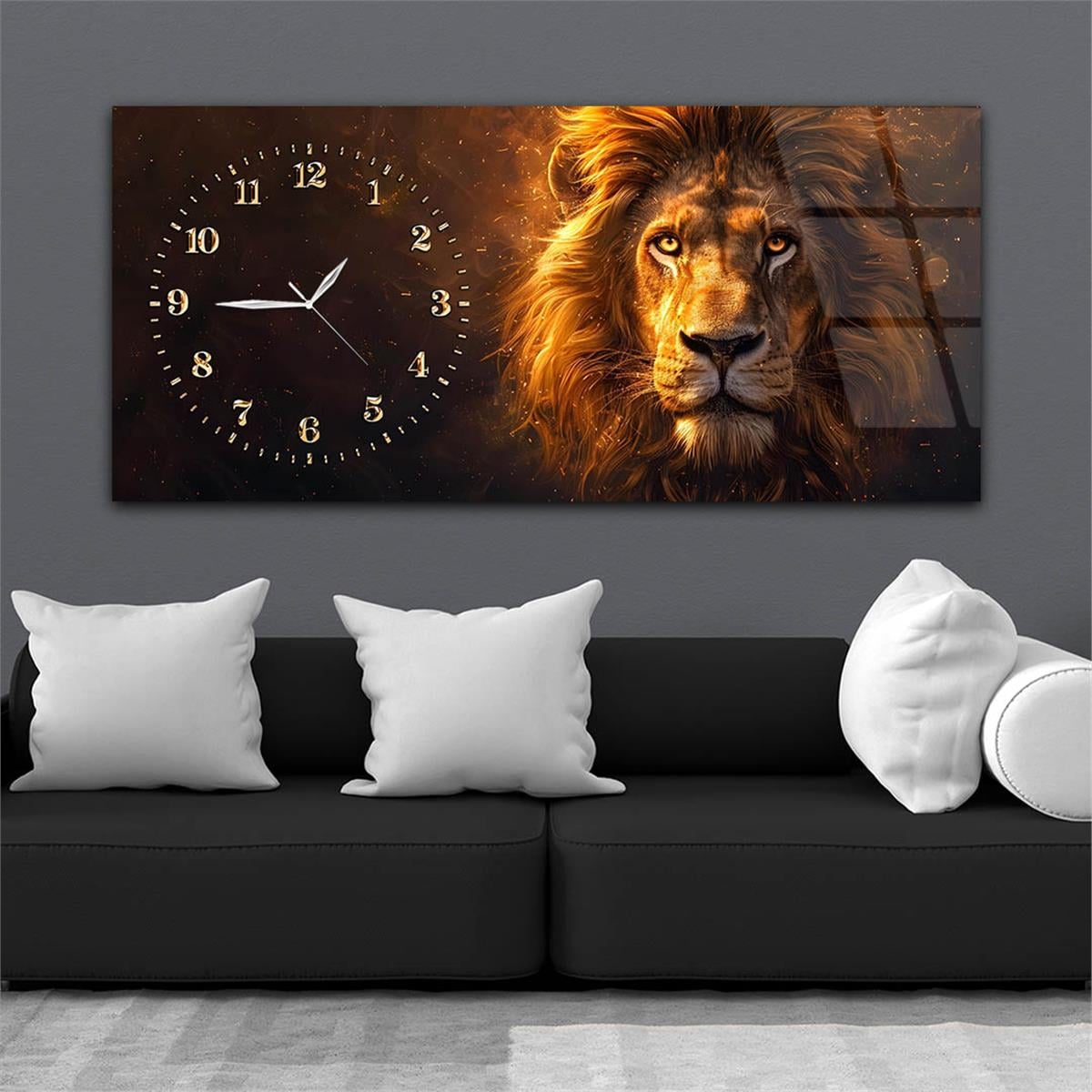 Yatay Saatli Yandan Sanat Temalı Cam Tablo 333