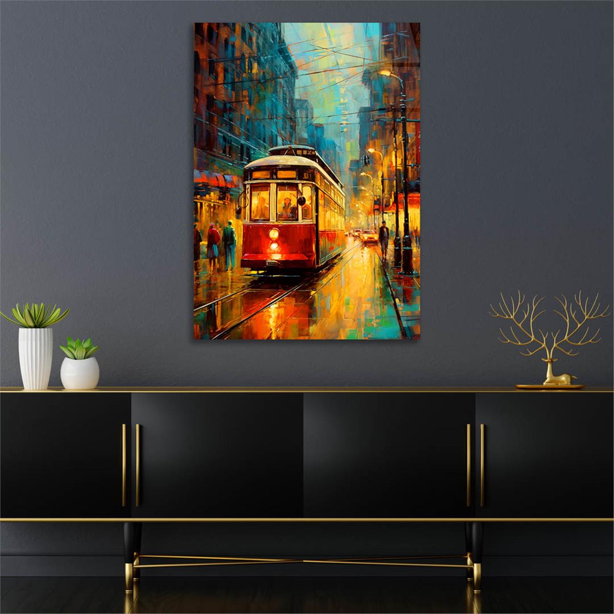 Dikey Sanat Temalı Cam Tablo 529