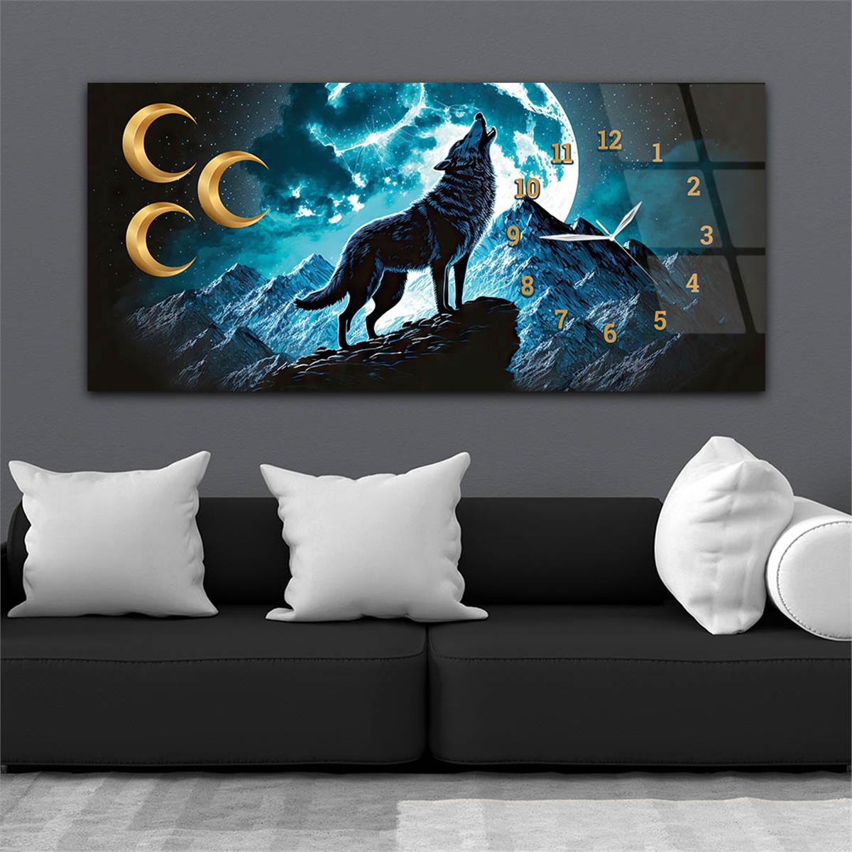 لوحة زجاجية  أفقية ذات طابع وطني مع ساعة جانبية  018