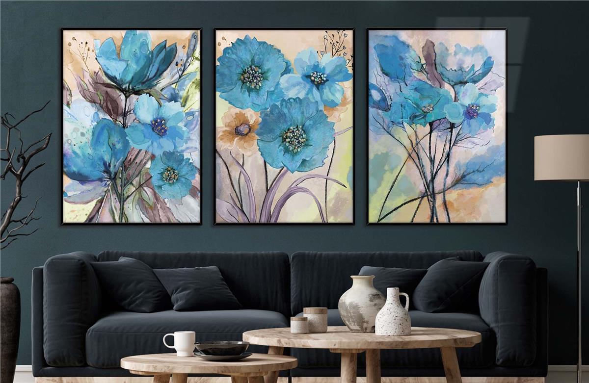 Alüminyum Çerçeveli Sanat Temalı 3lü Set CAM Tablo 0081