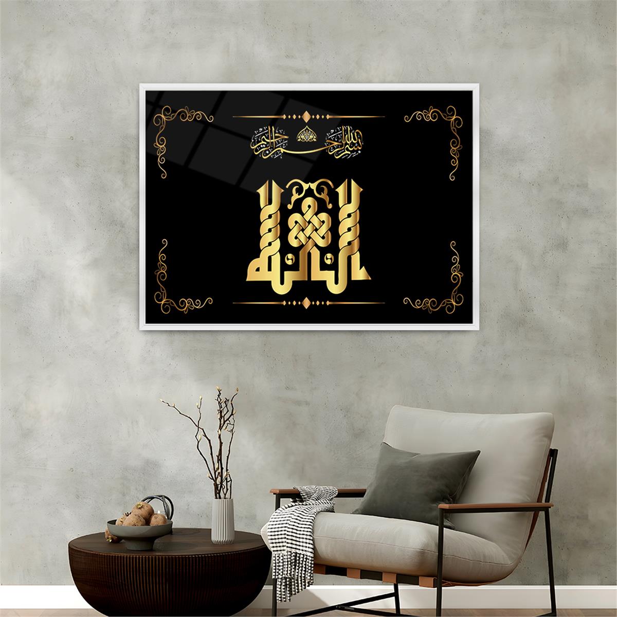 Tableau en verre à thème religieux avec cadre en aluminium  030