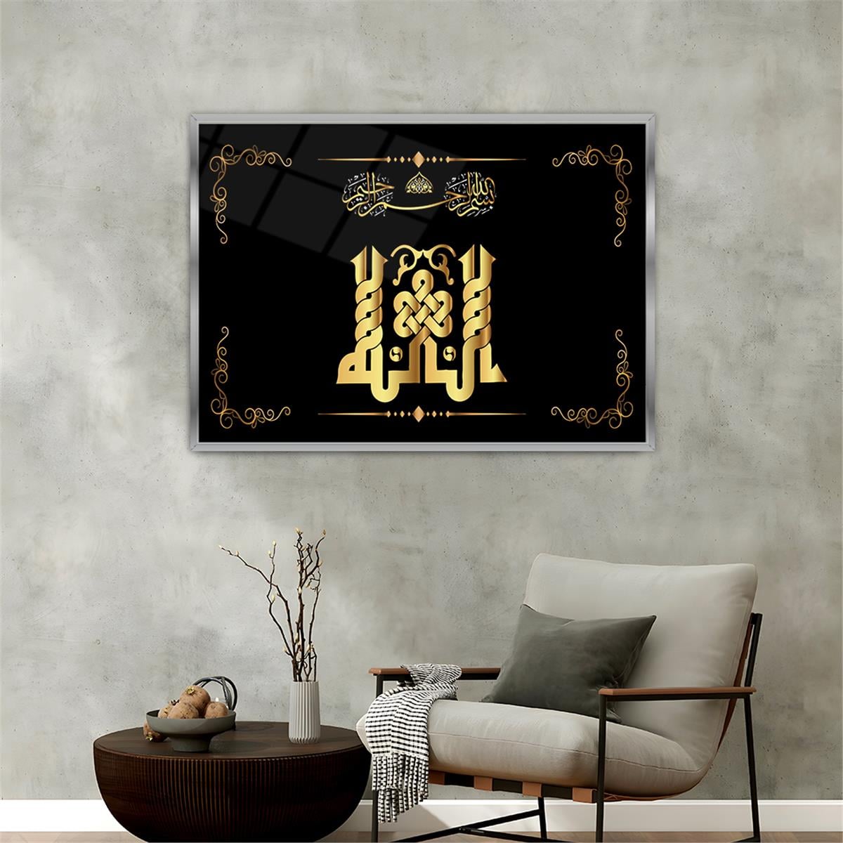 Tableau en verre à thème religieux avec cadre en aluminium  030