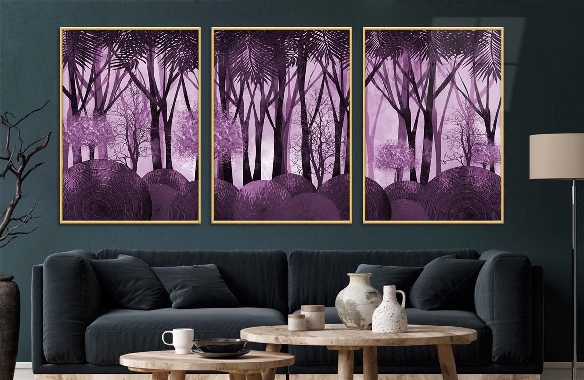 Alüminyum Çerçeveli Sanat Temalı 3lü Set CAM Tablo 0032