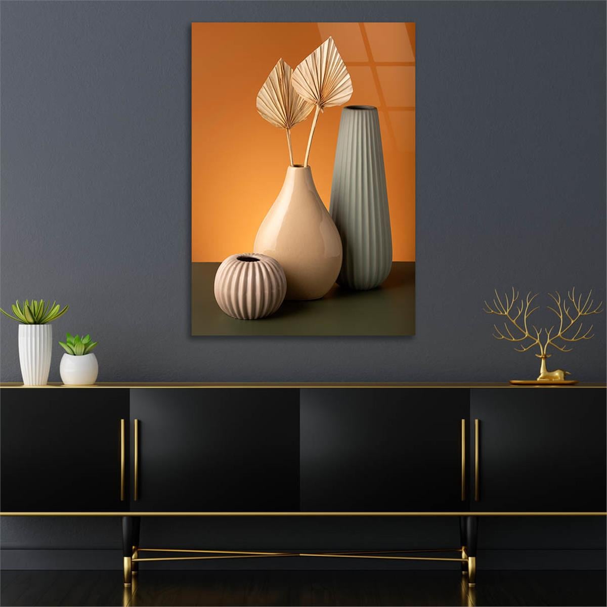 Dikey Sanat Temalı Cam Tablo 342