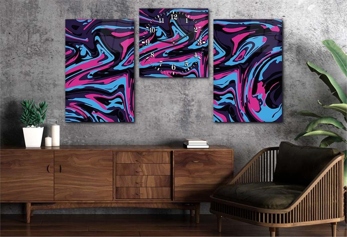 Tempered Glasss Wall Arts Art-Themed Set with Clock