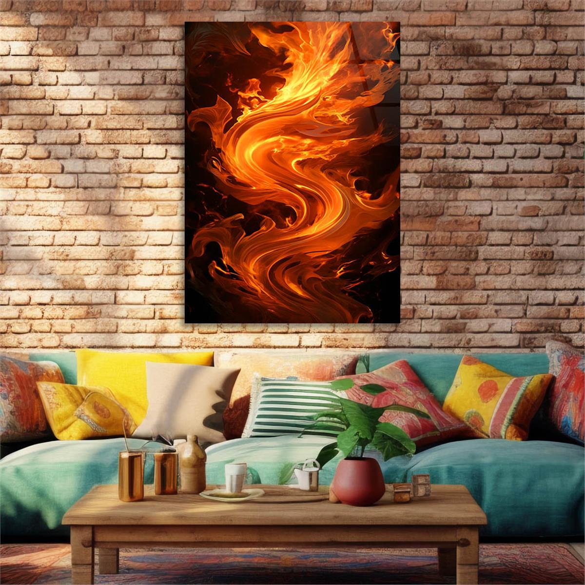 Dikey Sanat Temalı Cam Tablo 587