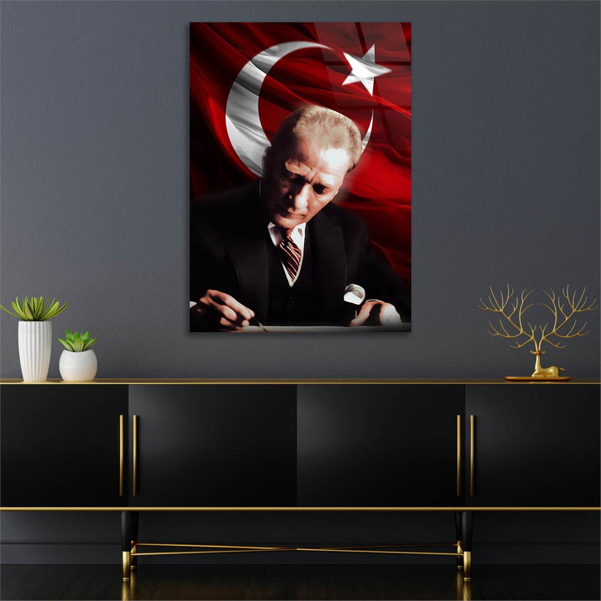 Dikey VatanTemalı Cam Tablo 149