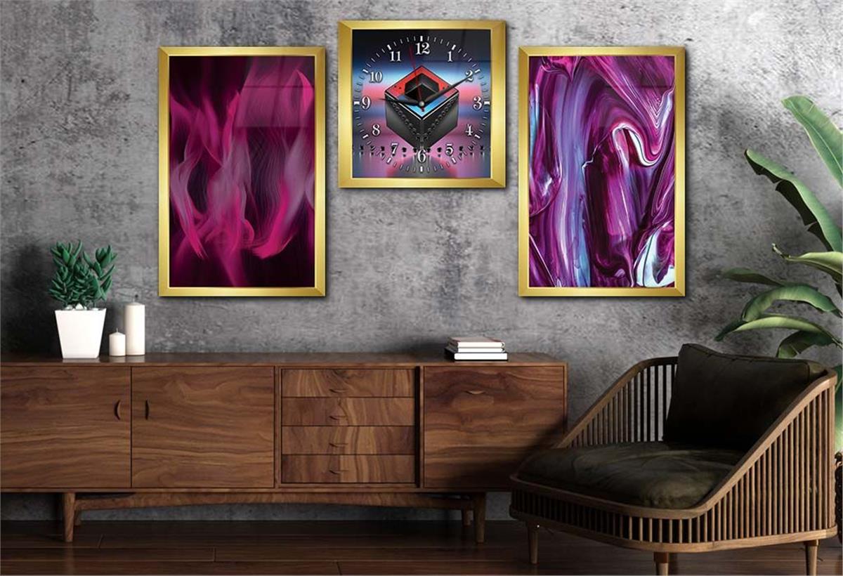 Gehard Glasschilderij Set aan de Kunst Thema Met Klok