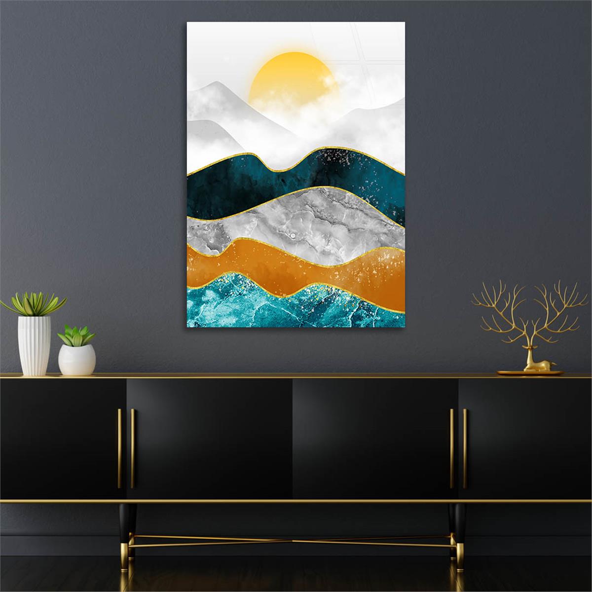 Dikey Sanat Temalı Cam Tablo 580