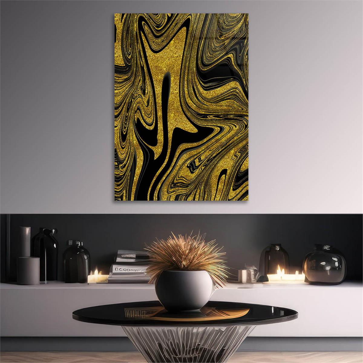 Dikey Sanat Temalı Cam Tablo 418