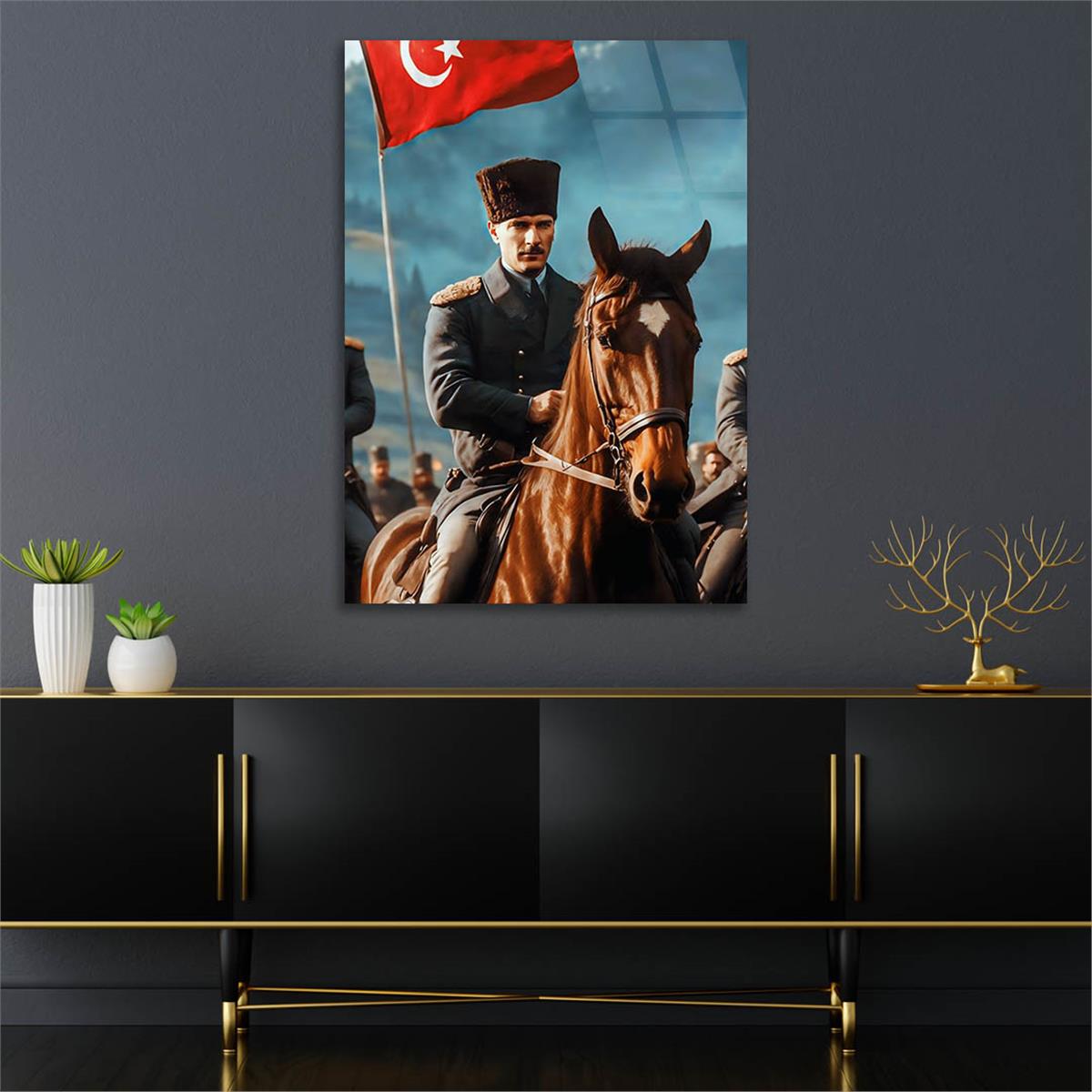 Dikey VatanTemalı Cam Tablo 247