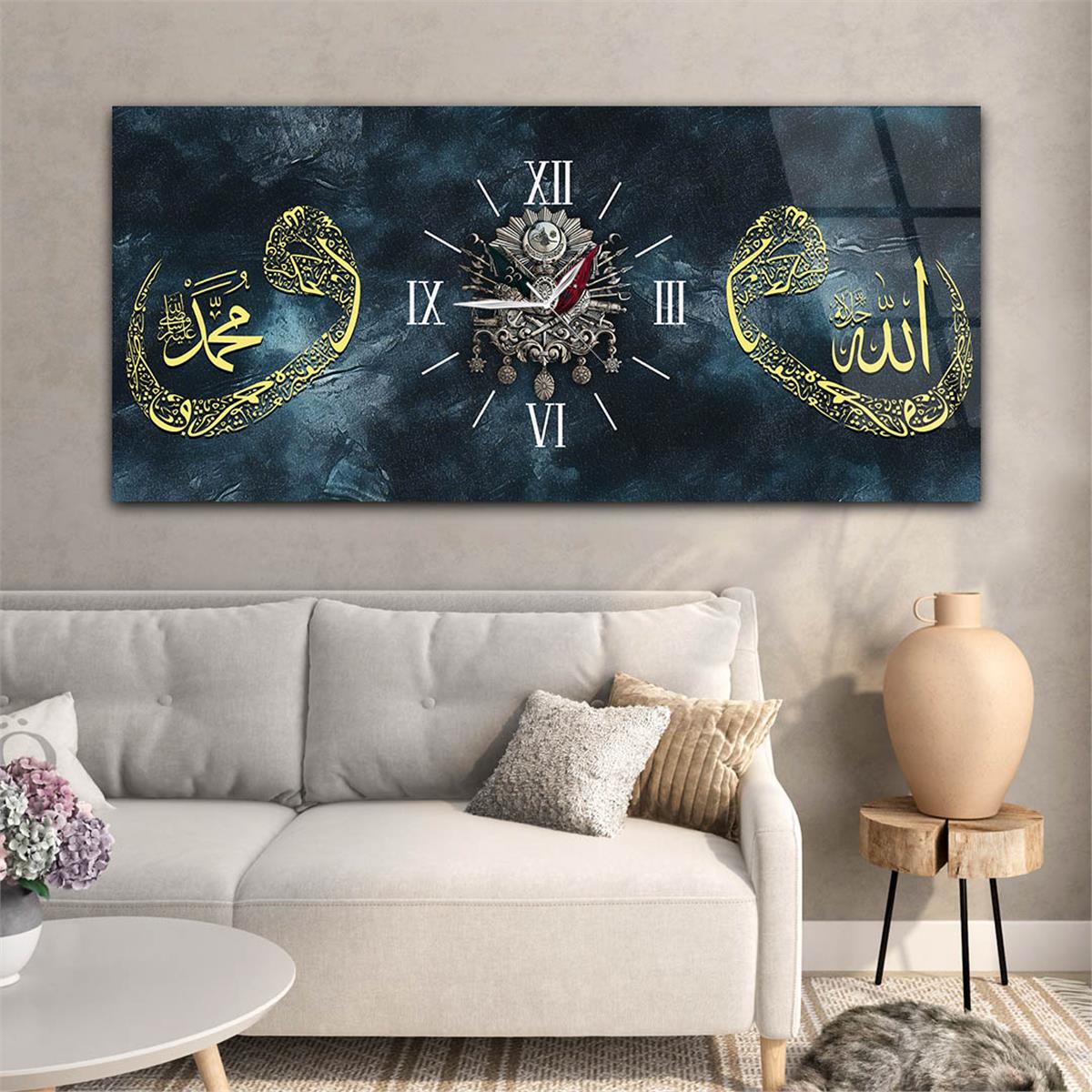 Horizontaal, in Het Midden Voorzien Van Een Klok, Religieus Thema Gehard Glasschilderij 102