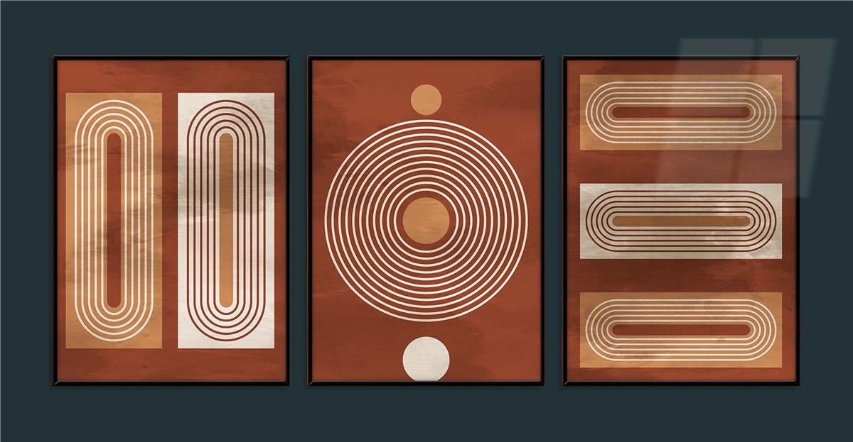 Alüminyum Çerçeveli Sanat Temalı 3lü Set MDF Tablo 0053