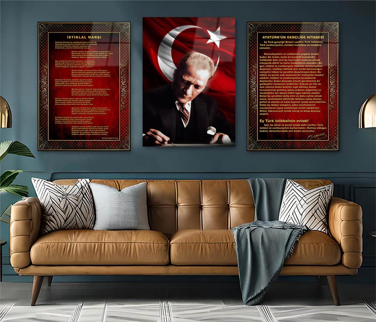  3lü Set VatanTemalı Cam Tablo 19