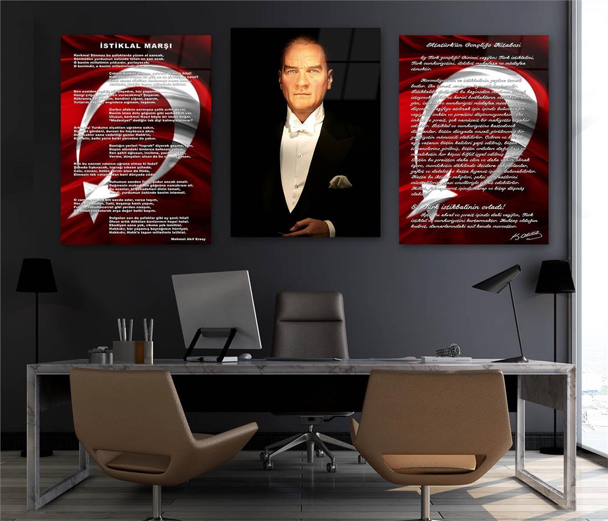  3lü Set VatanTemalı Cam Tablo 26