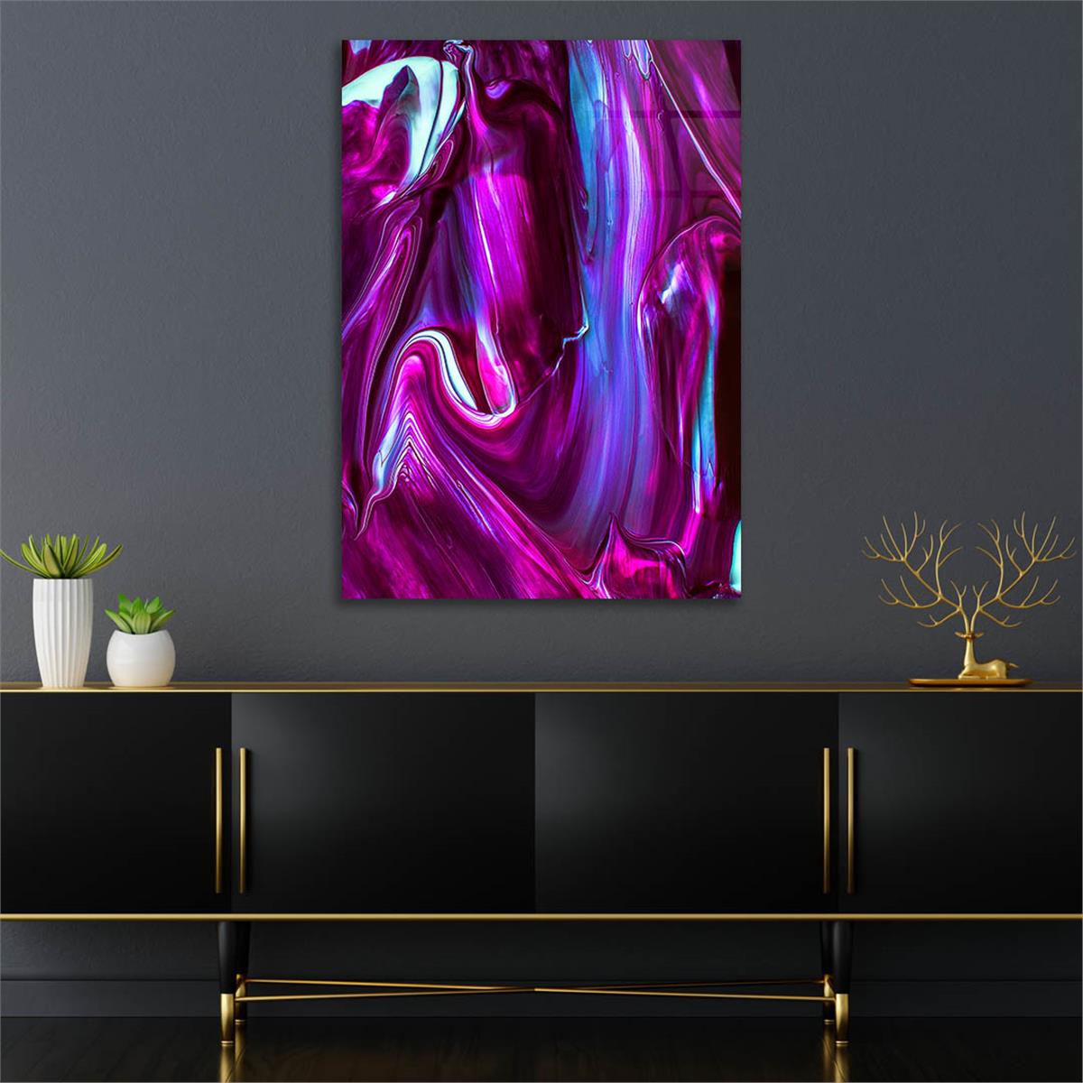 Dikey Sanat Temalı Cam Tablo 509