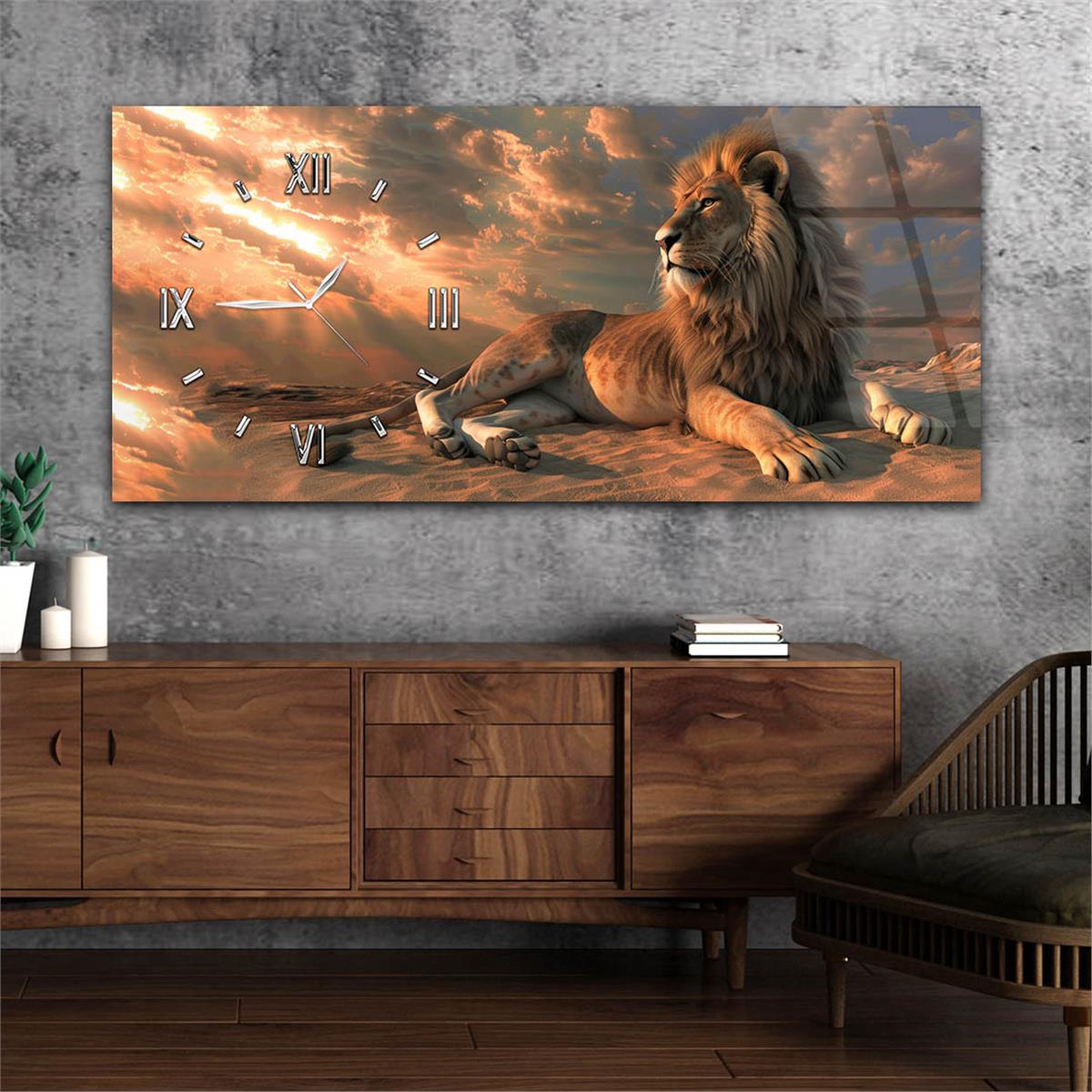 Yatay Saatli Yandan Sanat Temalı Cam Tablo 323