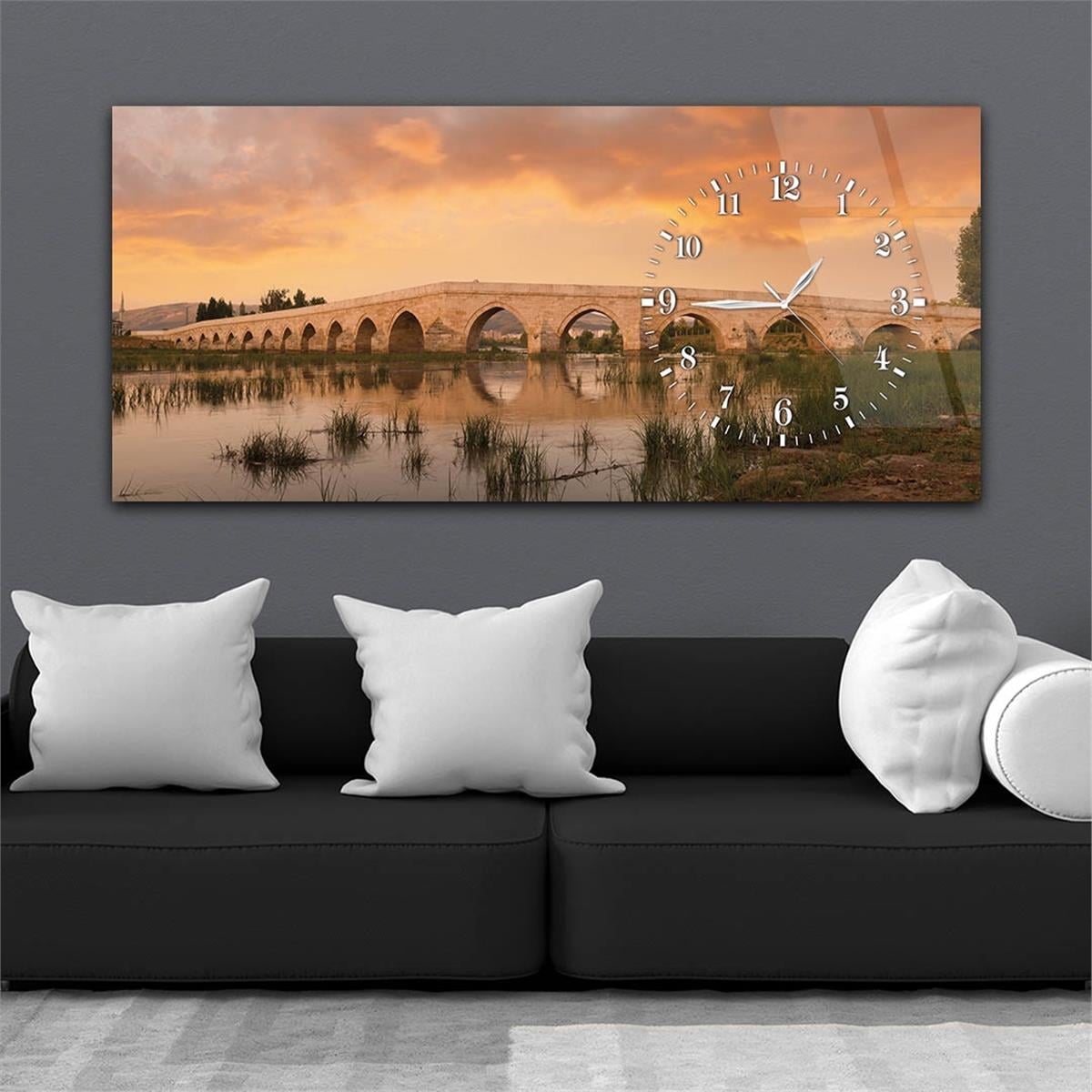 Side-Clock, Art And Nature-Themed Horizontal Glass Wall Painting 002