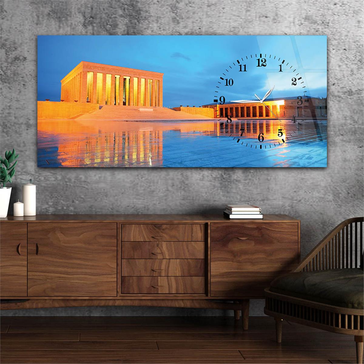 Side-Clock, Homeland-Themed Horizontal Glass Wall Painting 001