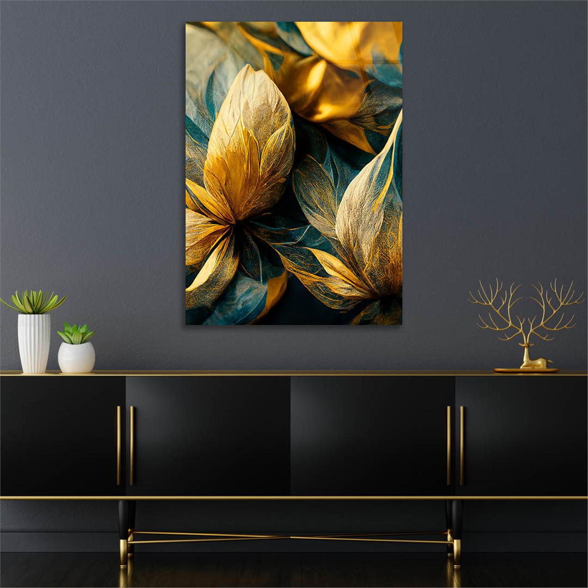 Dikey Sanat Temalı Cam Tablo 463