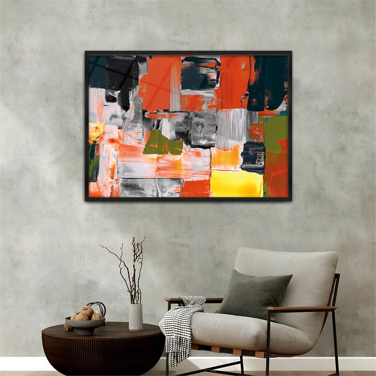 Aluminum-Framed Art-Themed Tempered Glass Wall Art 028