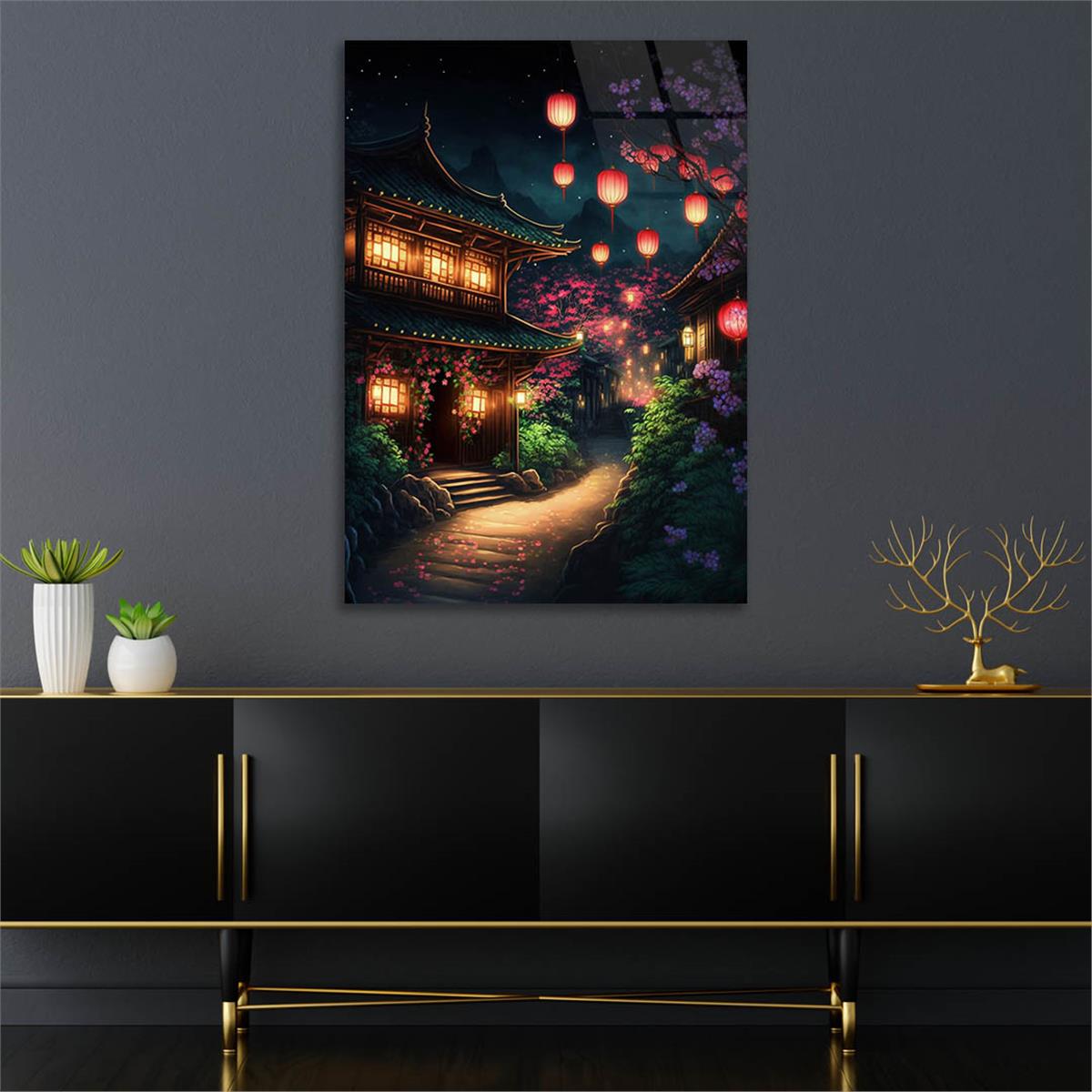 Dikey Sanat Temalı Cam Tablo 527