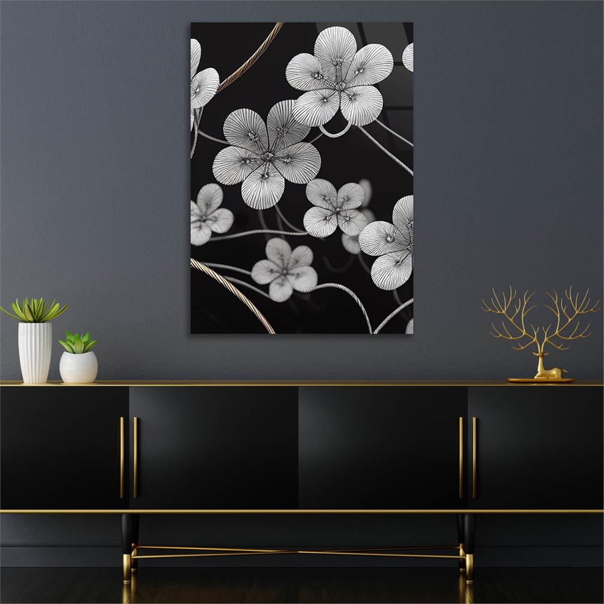 Dikey Sanat Temalı Cam Tablo 440