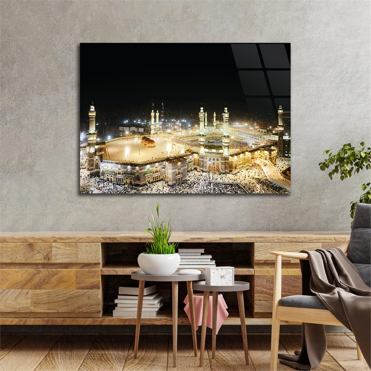 Ka’bah  on Glass Print Caaba Glass Wall Art Kaaba Tempered Glass Wall Art