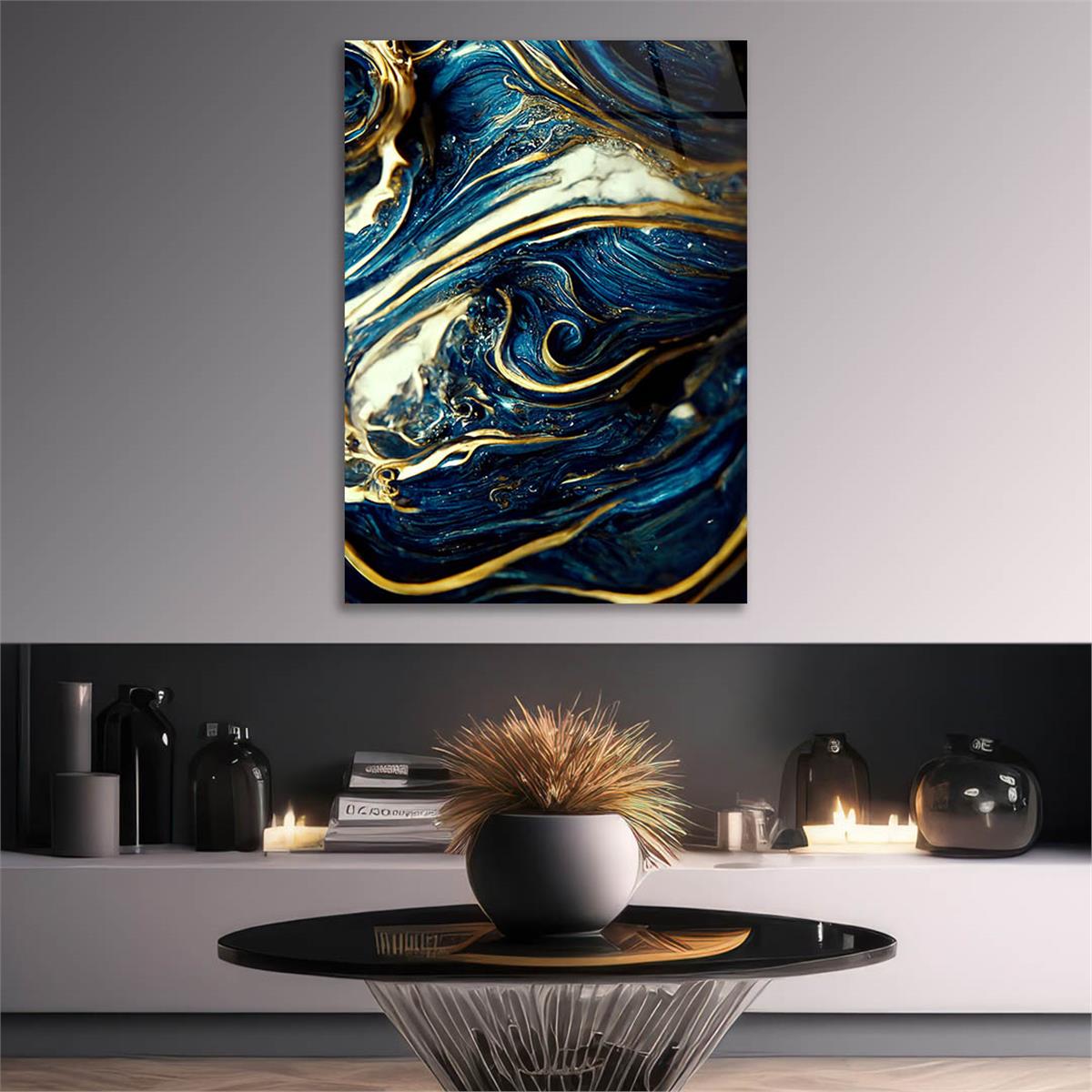 Dikey Sanat Temalı Cam Tablo 555