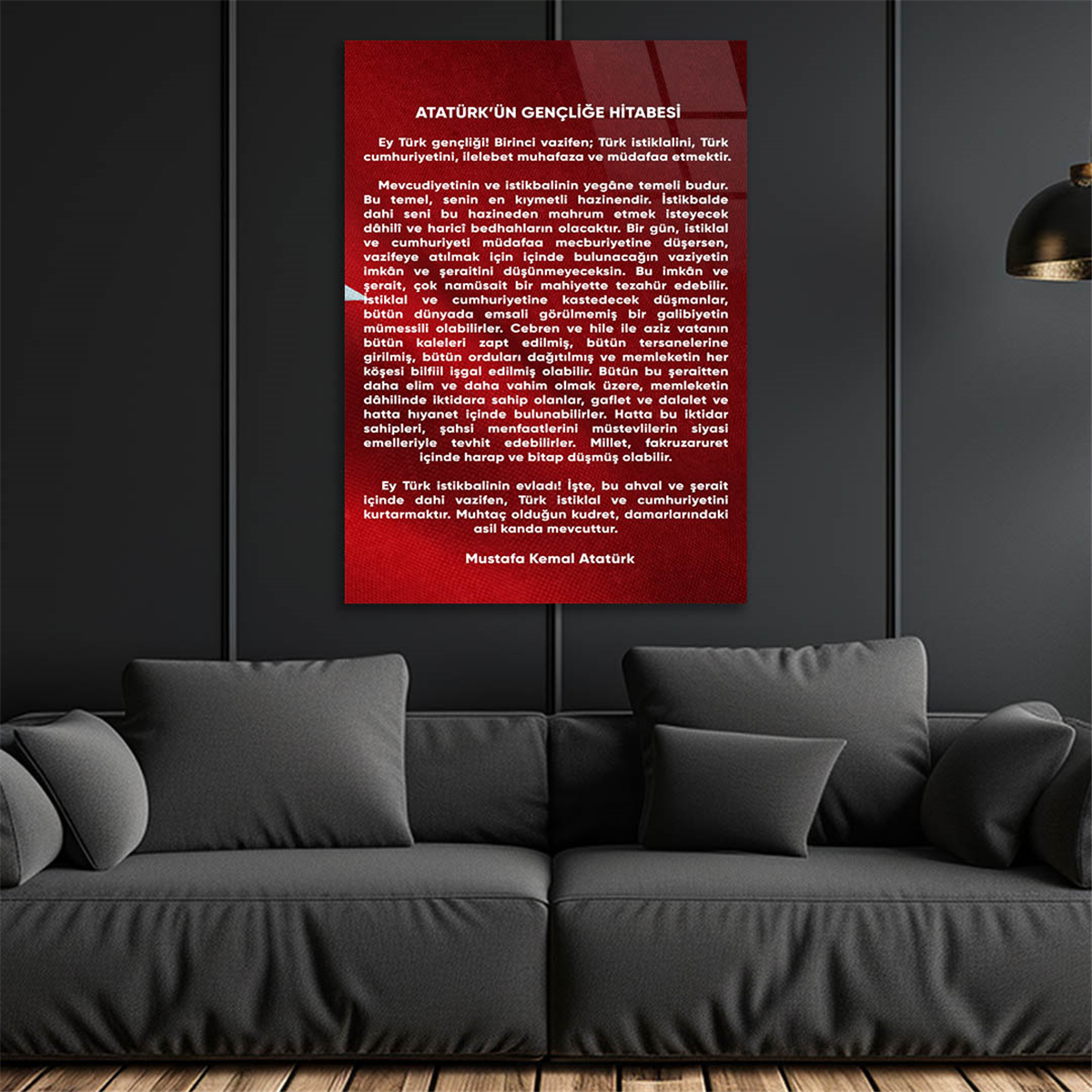 Atatürks adres tot de Turkse jeugd Glasschilderij