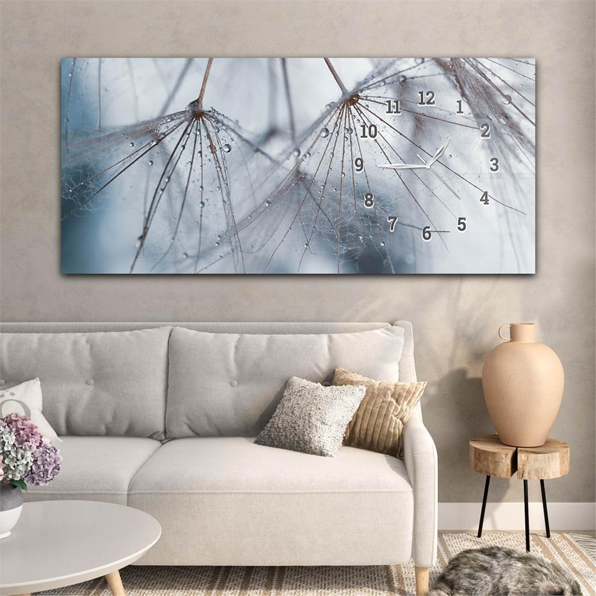 Yatay Saatli Yandan Sanat ve Doğa Temalı Cam Tablo 117
