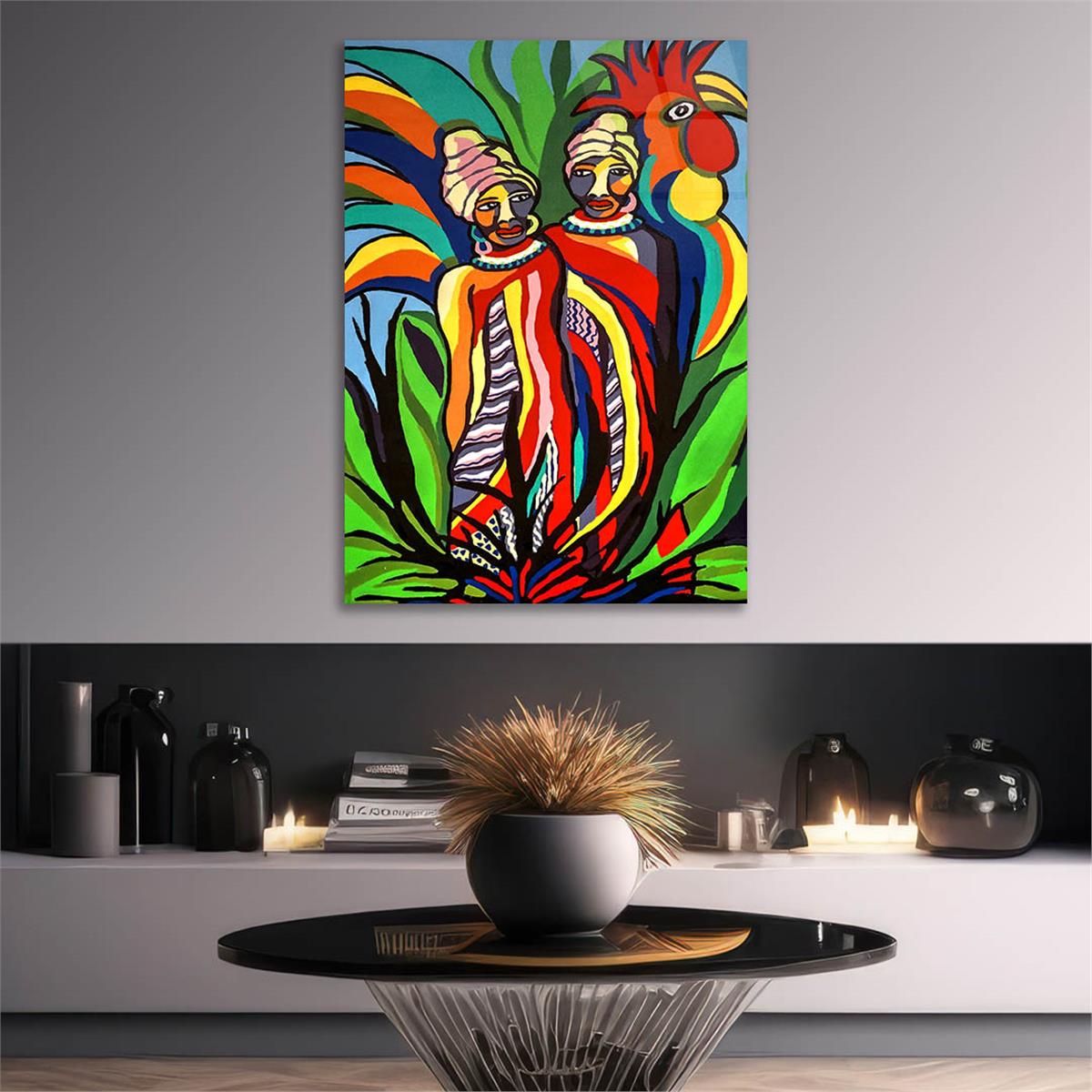 Dikey Sanat Temalı Cam Tablo 389