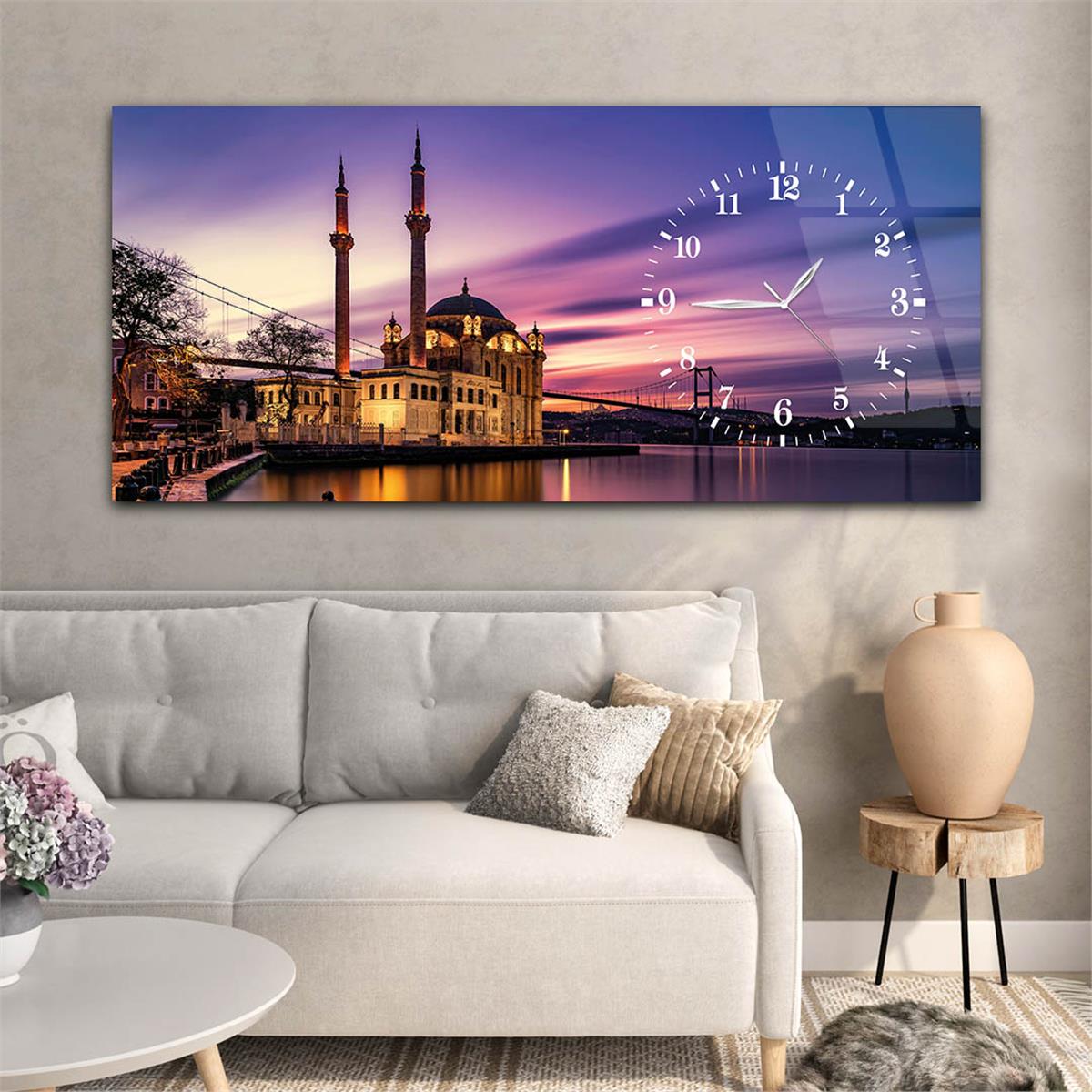 Side-Clock, Religious-Themed Horizontal Glass Wall Painting 025