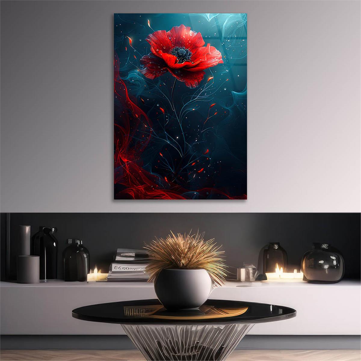 Dikey Sanat Temalı Cam Tablo 458