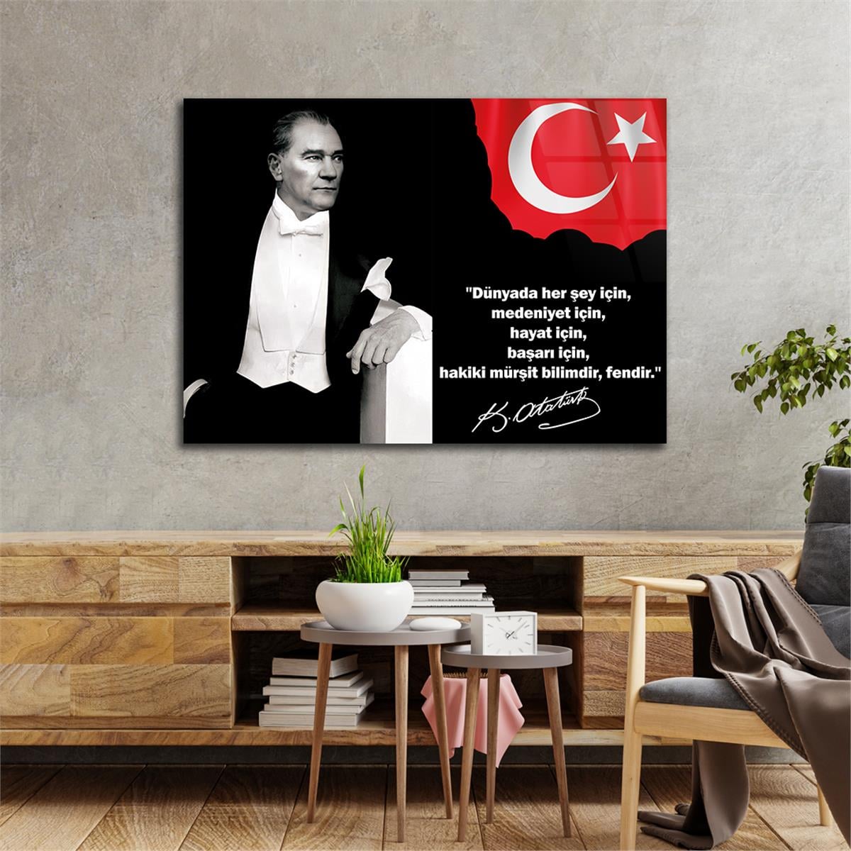MUSTAFA KEMAL ATATÜRK Tempered Glass Wall Art 