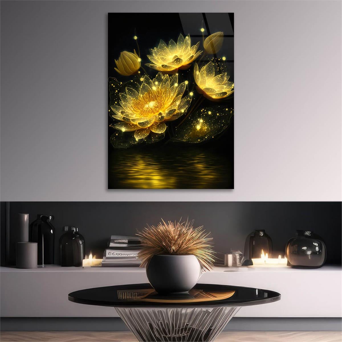 Dikey Sanat Temalı Cam Tablo 483