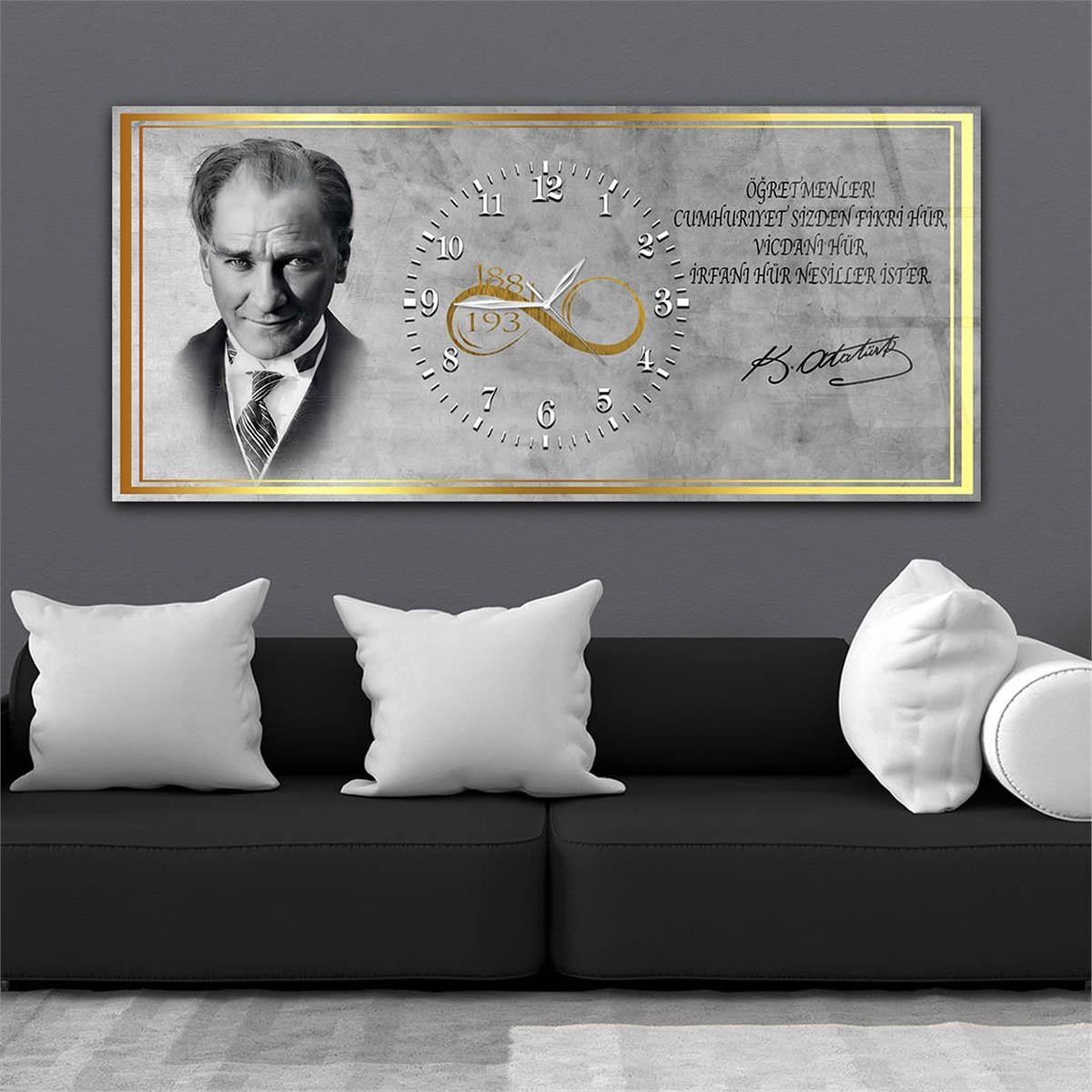 Horizontaal, in Het Midden Voorzien Van Een Klok, Nationaal Thema Gehard Glasschilderij 029