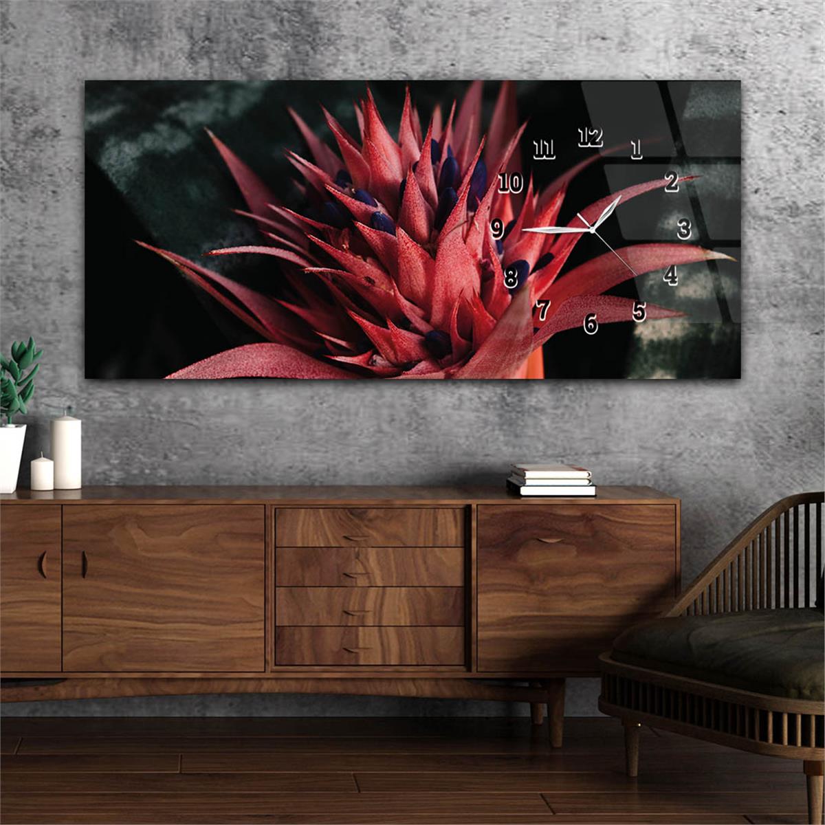 Horizontaal, Aan De Zijkant Voorzien Van Een Klok, Kunst en Natuur Thema Gehard Glasschilderij 215