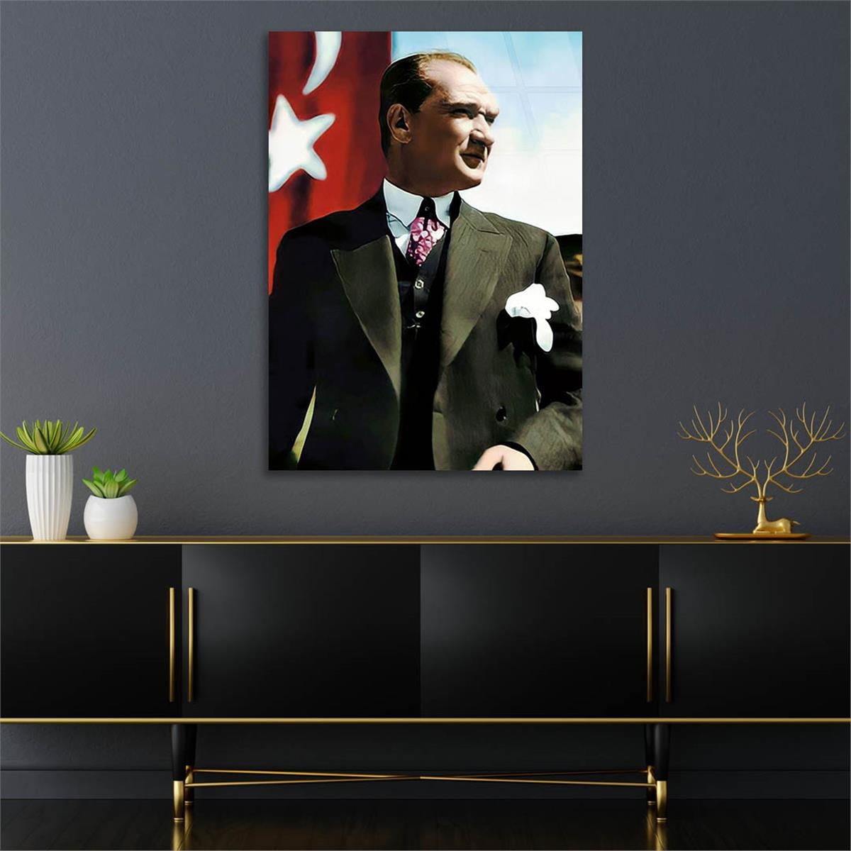 Mustafa Kemal Atatürk Gehard Glasschilderij 