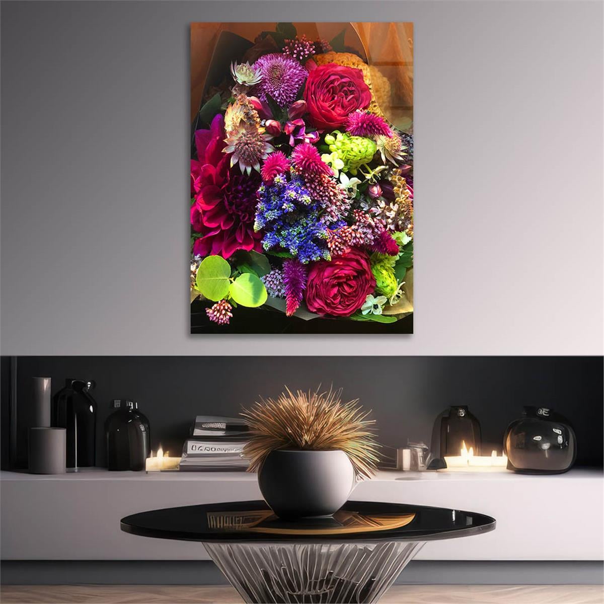 Dikey Sanat Temalı Cam Tablo 573