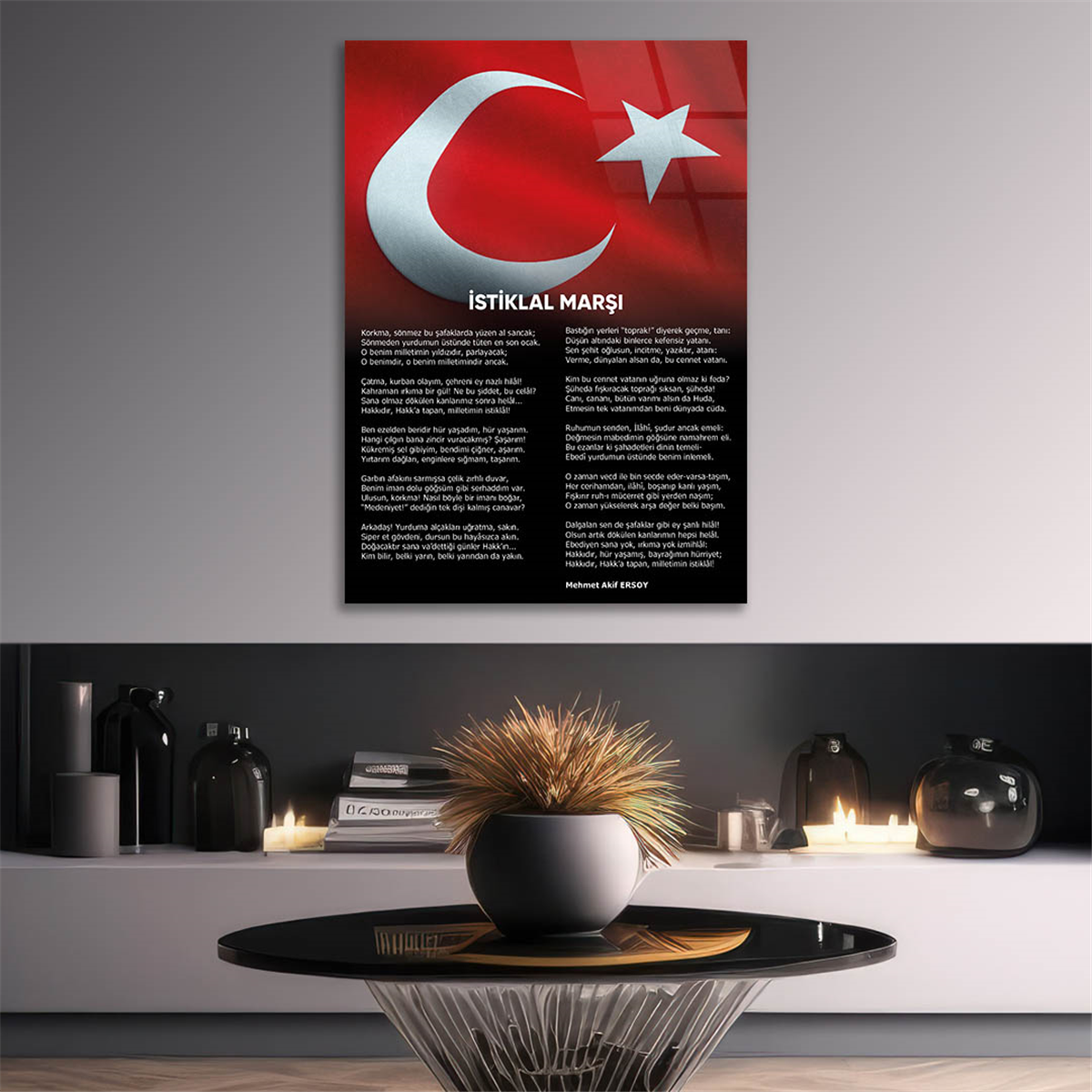 Turkish National Anthem Tempered Glass Wall Art 