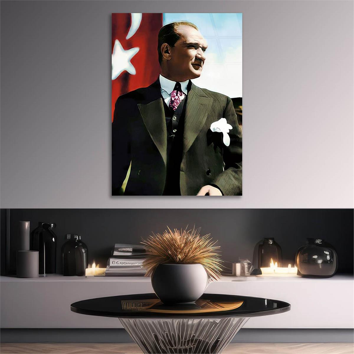 Mustafa Kemal Atatürk Gehard Glasschilderij 