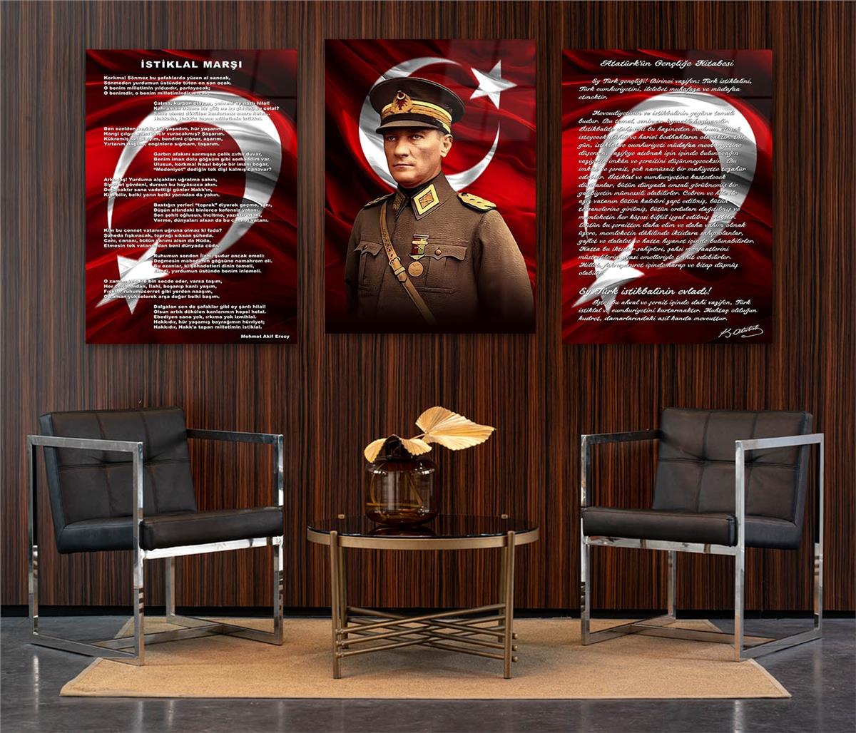  3lü Set VatanTemalı Cam Tablo 27
