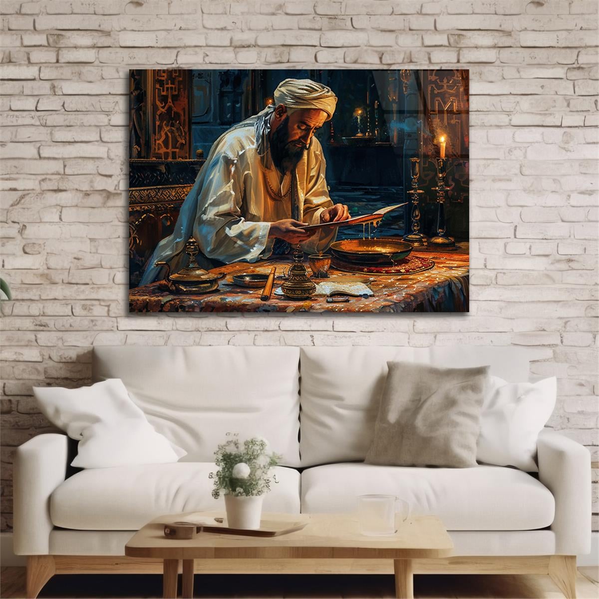 Yatay Dini Temalı Cam Tablo 213