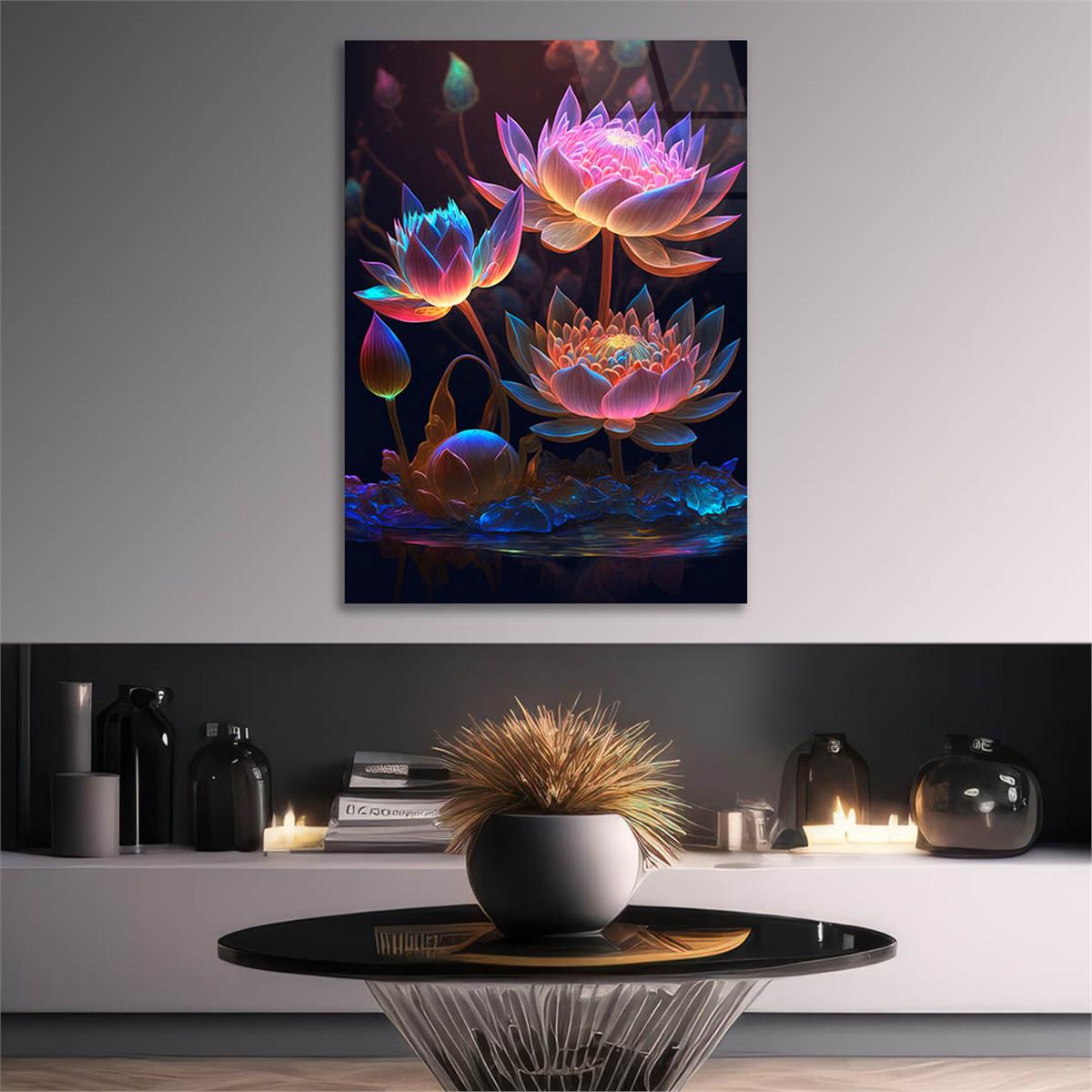 Dikey Sanat Temalı Cam Tablo 482