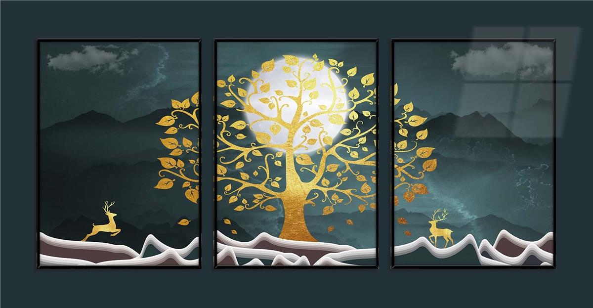 Alüminyum Çerçeveli Sanat Temalı 3lü Set MDF Tablo 0029