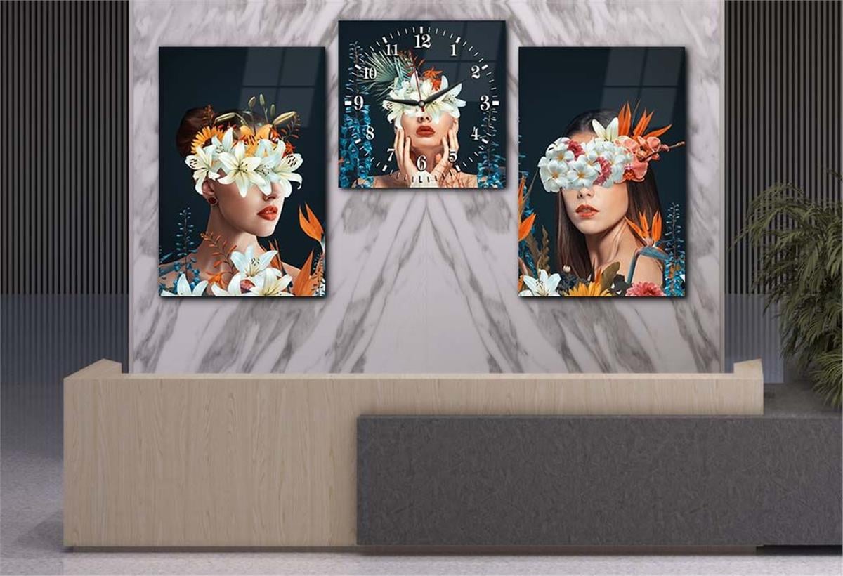 Gehard Glasschilderij Set aan de Kunst Thema Met Klok
