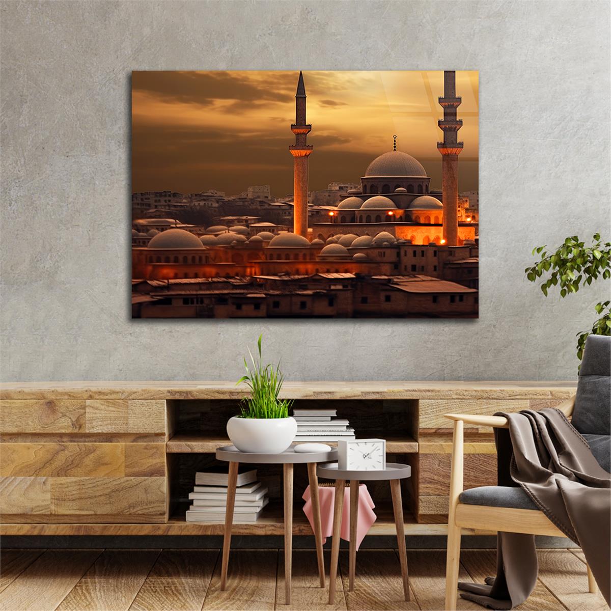 Yatay Dini Temalı Cam Tablo 215